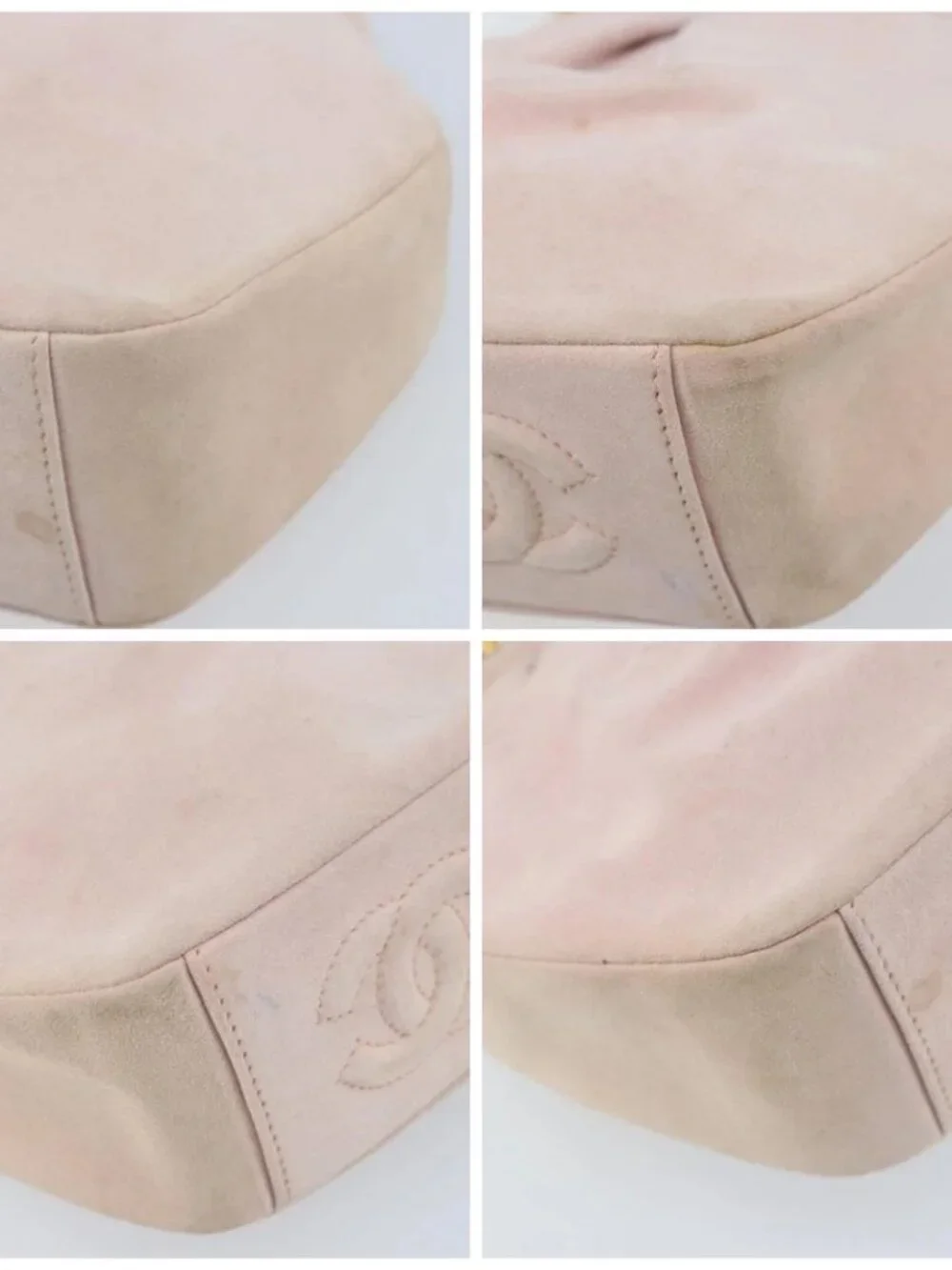 CHANEL Chain Shoulder Bag Suede Pink Gold CC Auth AMZ167A